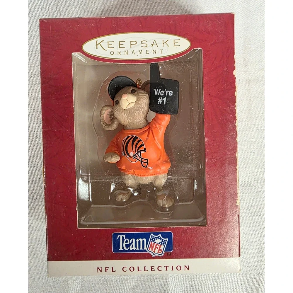 Hallmark Keepsake Ornament Cincinnati Bengals NFL Mouse We're #1 Fan Vintage
